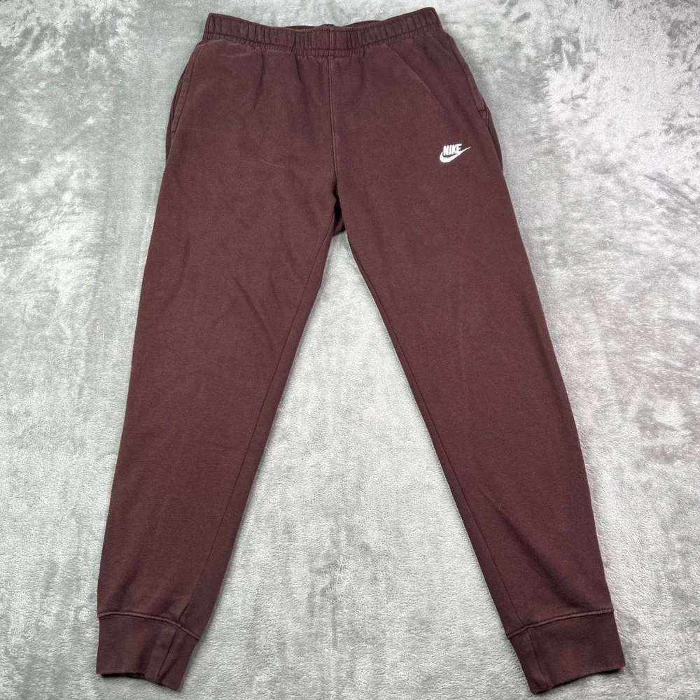 Nike Sportswear Club Fleece Joggers Womens Medium Maroon Solid Tapered Sweats